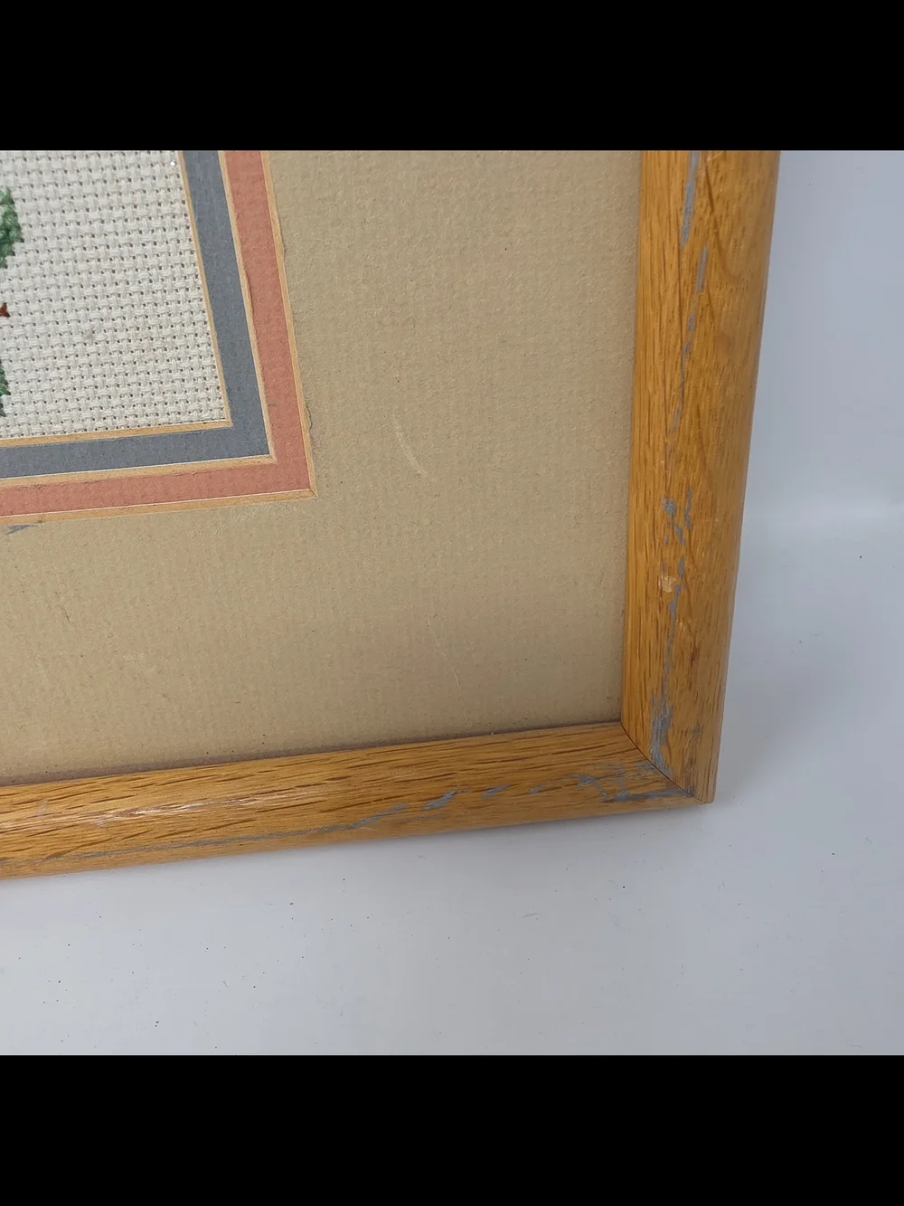 Framed Four-Panel Bird Cross-Stitch Wall Art in Blue, Pink & Green
